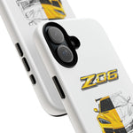 Z06 Corvette Phone Case, Yellow Sketch Reveal Chrome Cover