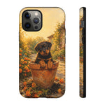 Rottweiler Puppy in Flower Pot Tough Case | Floral Dog Phone Cover