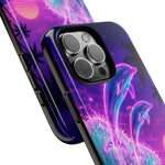 Neon Dolphin Ocean Vaporwave Art Tough Phone Case