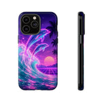 Neon Dolphin Ocean Vaporwave Art Tough Phone Case