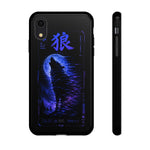 Glitch Wolf Howl Art Tough Phone Case - Blue Violet