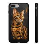Bengal Cat Geometric Portrait Tough Phone Case - Gold Black Poly