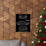 CRX Blueprint Poster JDM Classic Import Tuner Wall Art Garage Decor Gift