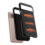 C3 Corvette Art Phone Case Orange, Three-View Vector Cover, Gift
