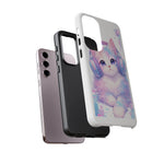 Pastel Cat Phone Case, Headphones Glitch Color Block Cover