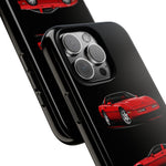 C4 Corvette Art Phone Case Red, Three-View Vector Cover, Gift