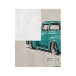Teal Vintage 1956 F100 Truck Blanket | Microfiber Velveteen Throw