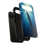 Barracuda Silhouette Phone Case, Sunlit Marine Art Tough Cover
