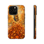Yorkshire Terrier Jumping in Autumn Leaves Tough Case | Fall Dog Phone Cover