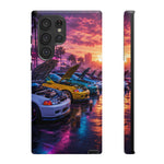 Sunset Car Meet Civic Phone Case | Sports Cars, Palm Trees, Neon Beach Scene