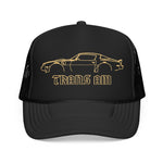 Trans Am Firebird Style Vintage Muscle Car Foam Trucker Hat Retro Gold Outline Snapback Cap
