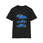 Blue 1973 Corvette Illustration T-Shirt | Classic Sports Car Trio