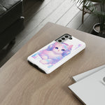 Pastel Cat Phone Case, Headphones Glitch Color Block Cover