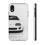 White MK4 Supra Phone Case, Retro 90s JDM Tough Cover for Car Enthusiasts