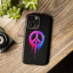 Glitch Peace Sign Phone Case, RGB Melt Digital Art Tough Cover, Gift