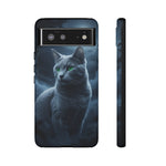 Russian Blue Cat Silver Moonlight Art Tough Phone Case