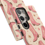 Pink Cowboy Boots phone case | Western pattern | Pastel stars