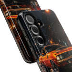 Orange Cuda Phone Case, Rainy City Night Muscle Car Tough Cover