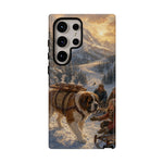Saint Bernard Winter Rescue phone case | snowy mountain dog scene