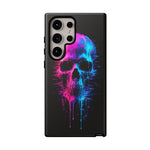Neon Glitch Skull Phone Case, Dripping Paint Scanline Cover