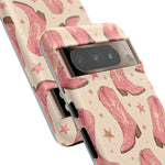 Pink Cowboy Boots phone case | Western pattern | Pastel stars