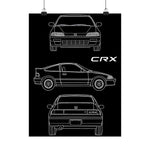 CRX Blueprint Poster JDM Classic Import Tuner Wall Art Garage Decor Gift