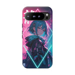 Anime Girl Phone Case Teal, Neon Kanji Calm Gradient Tough Cover
