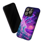 Neon Dolphin Ocean Vaporwave Art Tough Phone Case