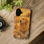 Golden Retriever Phone Case Flower Field Tough Cover Gift Art
