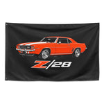 1969 Camaro Z28 RS Wall Flag Banner 34x56 Hugger Orange 302 Muscle Car