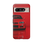 Red Skyline Phone Case, R34 GTR 90s JDM Legend Tough Cover for Men Gift