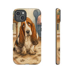 Guilty Basset Hound Phone Case, Muddy Watercolor Art Cover