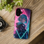 Anime Girl Phone Case Teal, Neon Kanji Calm Gradient Tough Cover