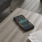 Vintage Teal 1957 Bel Air Classic Car Tough Case | Retro Rainy City Phone Cover