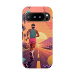 Retro Runner Sunset phone case | 80s Vaporwave jogging design
