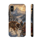 Saint Bernard Winter Rescue phone case | snowy mountain dog scene
