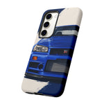 R34 Skyline GT-R Bayside Blue Tough Phone Case for 90s JDM Fans