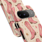 Pink Cowboy Boots phone case | Western pattern | Pastel stars