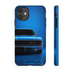 Muscle Car Phone Case Blue 68 Charger RT, Retro Tough Cover for Men