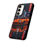 Orange Supra Phone Case, Neon City Night JDM Sports Car Tough Cover