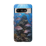 Snapper Reef Phone Case, Sunlit School Ocean Fishing Tough Cover