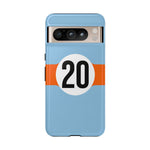 Copy of Blue Orange Number 20 Retro Racing Stripe Tough Phone Case Cover