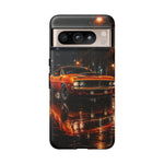 Orange Cuda Phone Case, Rainy City Night Muscle Car Tough Cover