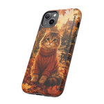 Autumn Cat Phone Case, Fallen Leaves Painterly Cover