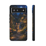 Moonlit Garden Cat Phone Case, Firefly Painterly Art Cover