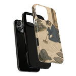 Zen Garden Cat Phone Case, Sand Spiral Japanese Art Cover