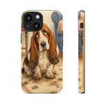 Guilty Basset Hound Phone Case, Muddy Watercolor Art Cover