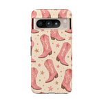 Pink Cowboy Boots phone case | Western pattern | Pastel stars