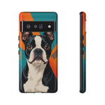 Boston Terrier Pop-Art Portrait Tough Phone Case - Teal Orange