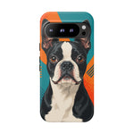 Boston Terrier Pop-Art Portrait Tough Phone Case - Teal Orange